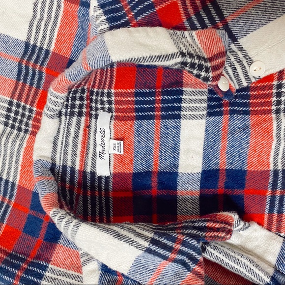 Madewell Red Plaid Flannel Long Sleeve - Picture 6 of 7